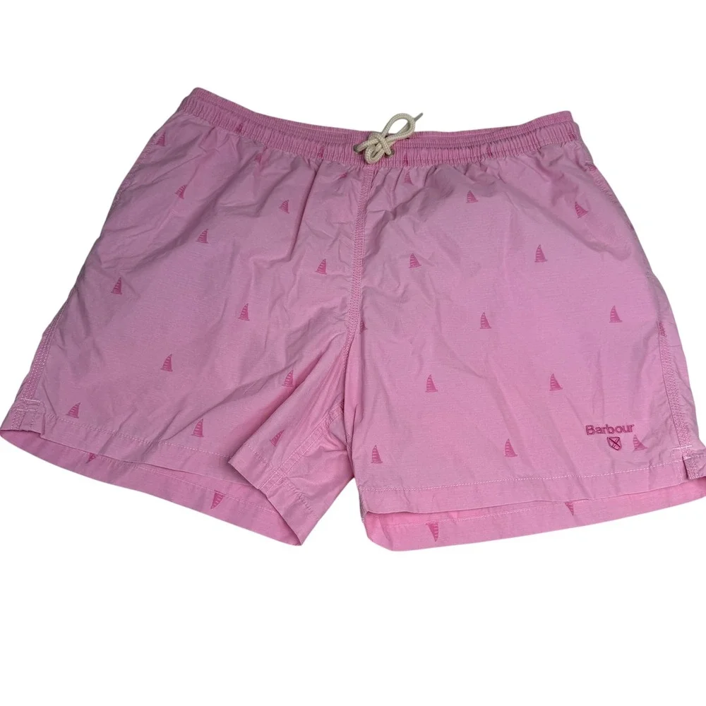 Barbour‎ Mens Pink Sailboat Print Swim Trunks Shorts MSW0026PI31 XL 5 Inseam